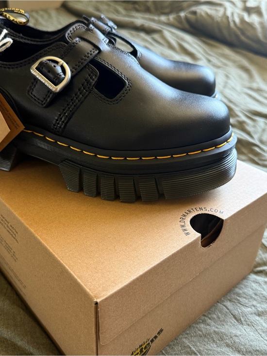 Dr. Martens Shoes - Dr. Martens Audrick Black Leather T-Bar Platform Shoes